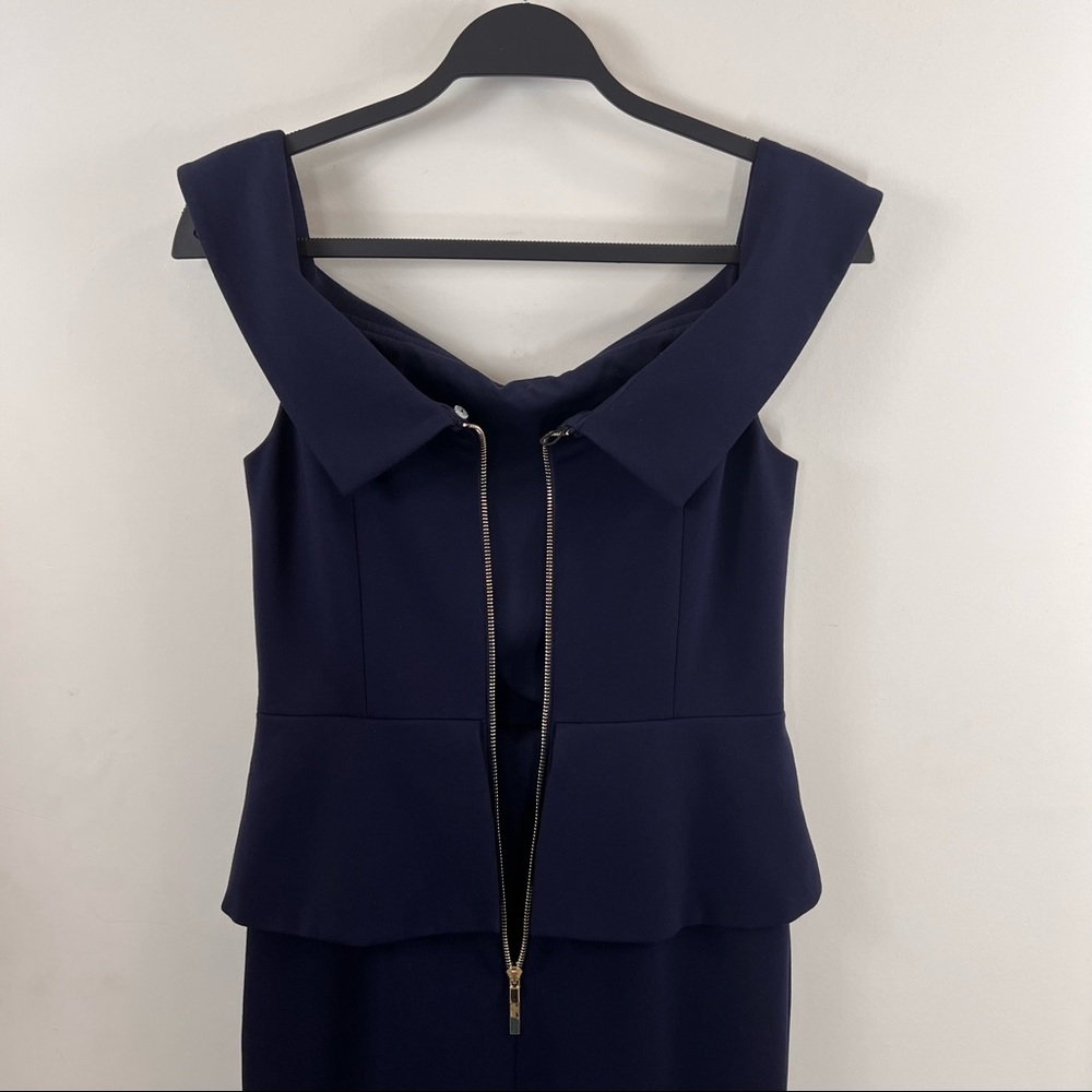 Ted Baker London Navy Off the Shoulder Bardot Fold Peplum Dress Size 2 (4/6) NEW - Picture 7 of 13